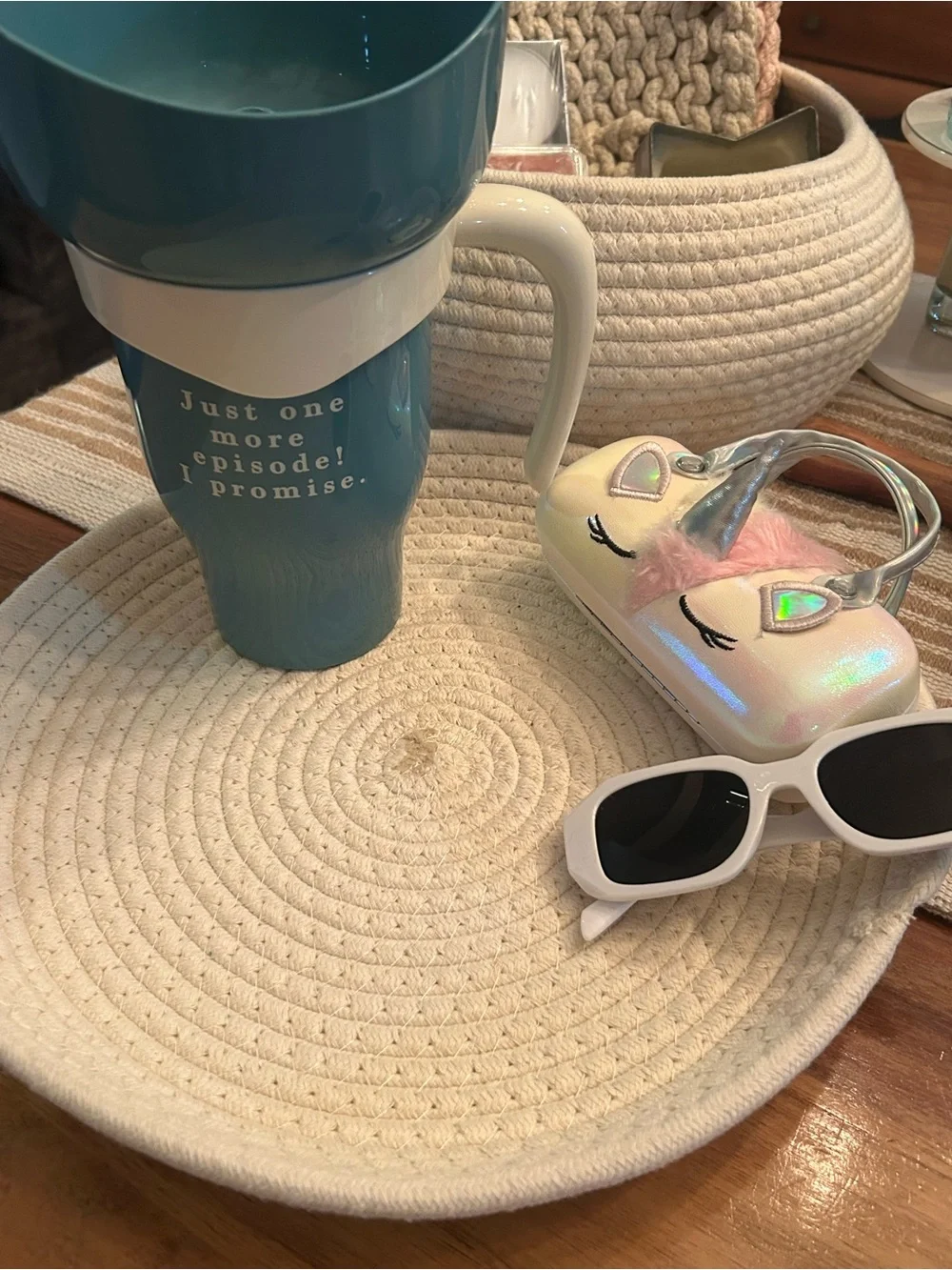 Girls Teal Travel Mug With Straw Sunglasses With Cute Case
